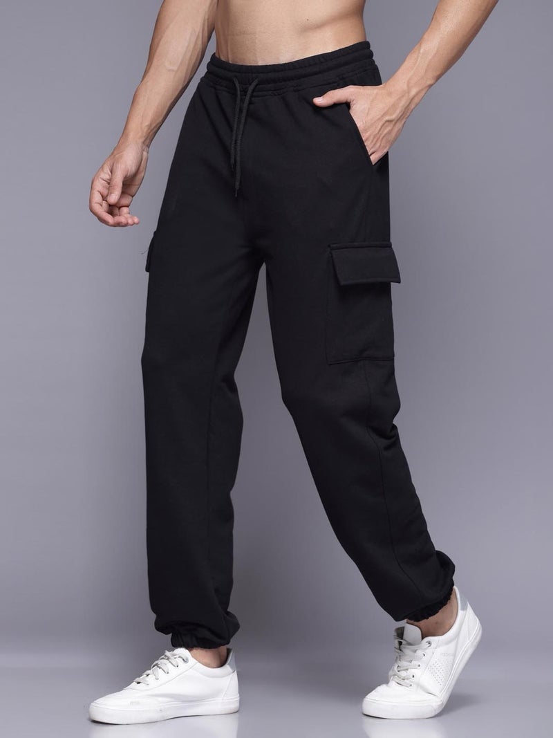 FLYNOFF Black Flap Pocket Loose Fit Cargo - Image 3